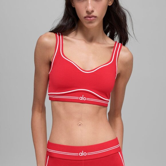Alo Yoga Airbrush Heart Throb Bra Bright Red/White - Picture 4 of 4